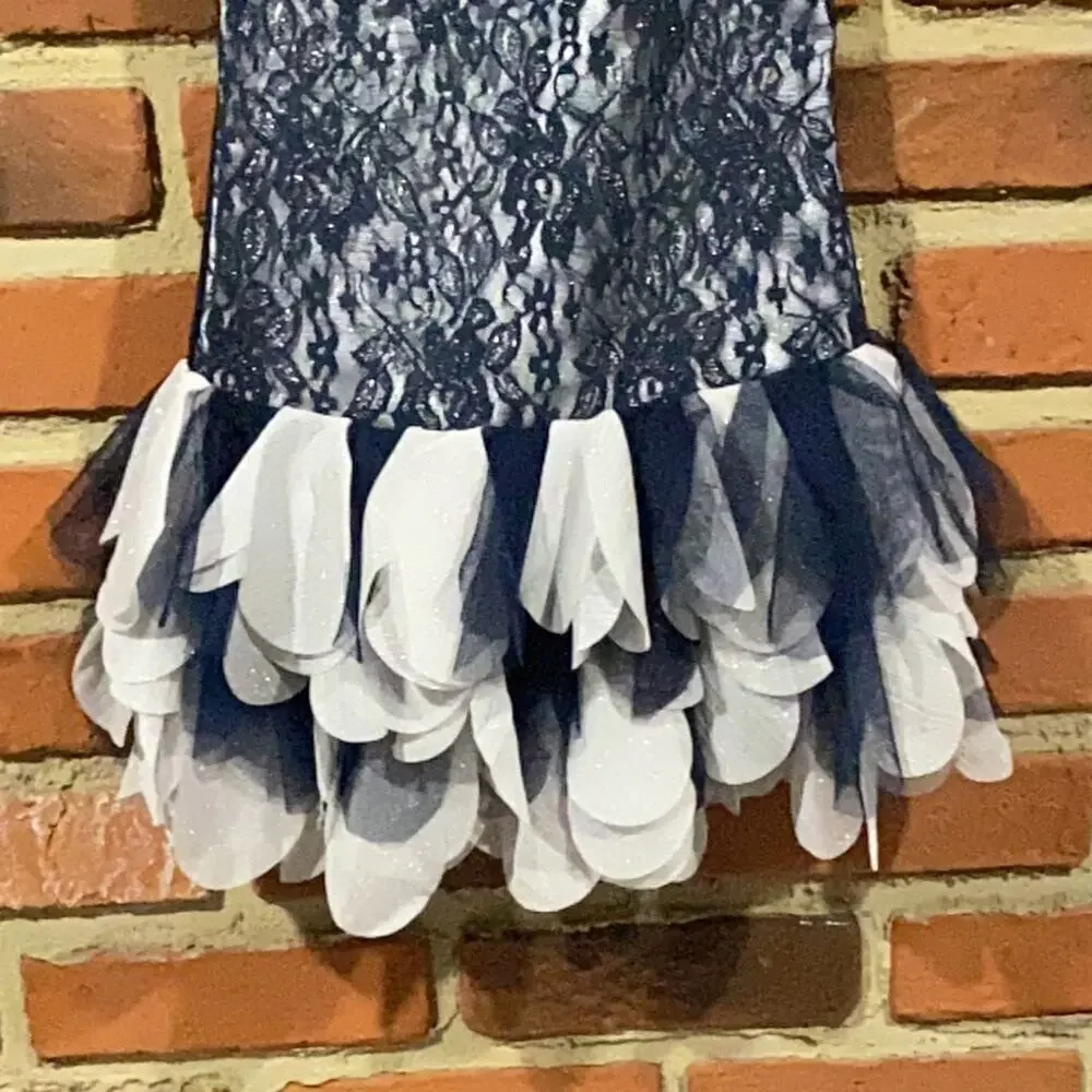 Toddler Girl Biscotti Dress Sz 2T Navy Blue Silver Special Occasion Fancy Dress